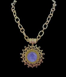 Vintage Retired SIGNED KIRKS FOLLY Carved Dream Angel Necklace & Pendant