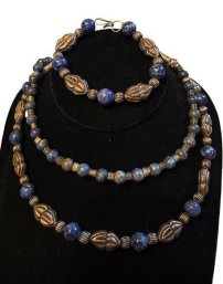 Middle Eastern Vintage YEMENI TRIBAL JEWELRY LOT Natural Lapis Beads & Silver