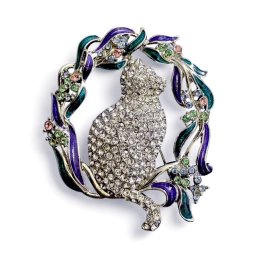 1990s TRIFARI Limited Edition Cat Wreath Brooch Pin