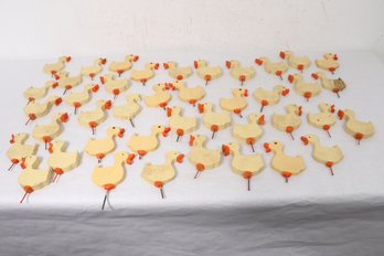 Large Group Of Vintage Hand Made Wood Ducks