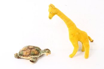 Large Vintage Steiff Giraffe Together With Steiff Turtle