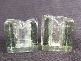 Pair Of Blenko Ice Cube Candle Holders