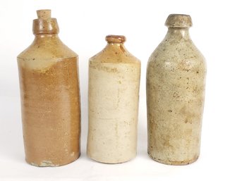 Group Of 3 Antique Stoneware Bottles