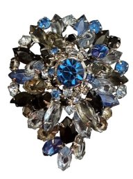 Vintage Unsigned Hobe(?) Large Domed Cushion Rhinestone Statement Brooch Pin