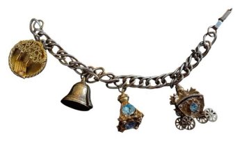 Midcentury Vintage Chunky Charm Bracelet Wedding Themed Articulated Charms