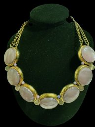 Vintage 1960s SIGNED MIKA Gray Moonglow Lucite Thermoplastic Necklace
