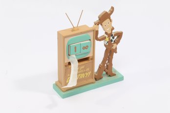 Halmark Disney Pixar Woody From Toy Story Standing Beside A Retro Television Set