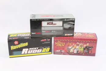 3 NASCAR 2002 Die-Cast Cars  Ricky Rudd #28, Elliott Sadler #21 & Muppet Show 25th Anniversary ARC