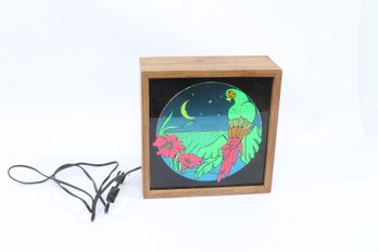 Vintage Illuminated Neon-Style Bird Artwork Light In Wooden Frame