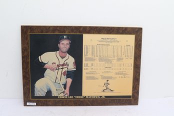 Autographed Eddie Lee Matthews Jr. Plaque