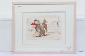 Signed Original Boris O'Klein 1950 Dirty Dogs Of Paris Hand Colored Etching