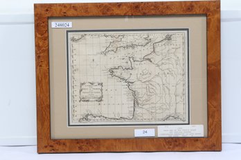 Rare 1758 Map: French Coast & English Channel - Copperplate Engraving On Laid Paper