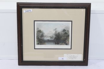 Circa 1860 The Narrows, Lake George Fine Steel Engraving W/Hand Color By W. H. Bartlett