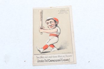 EARLY BASEBALL 19th Cent.  TRADE CARD CAPADURA Cigars (SEGAR)  Hartford Druggist