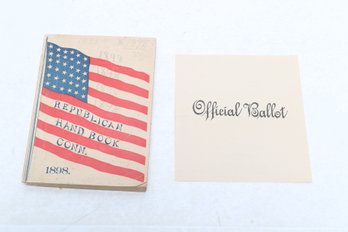 Ephemera 1898 Republican Hand Book Of Conn. With Ballot