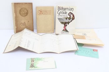 RARE MAP & EPHEMERA Bohemian Club Grove Ephemera Bohemian Club Authors 1937