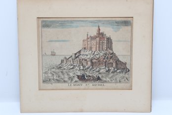 MONT ST MICHEL Map / View Engraved By Rossingol C 1600s