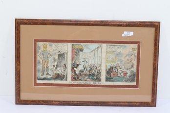 1815 Hand Colored Print Of 'Nebuchadnezzar's Dream' 3 Political Cartoons