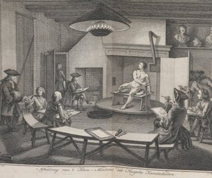 Art Academy Life Drawing Engraving 18th Century Dutch Flemish Royal Sculptors Studio Classical Training Busts