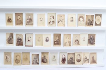 19th Century Cartes De Visite Portrait Photographs Women Studio Images Group Of Thirty One