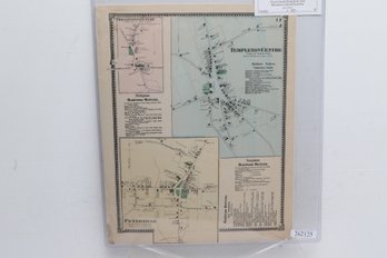1870 Antique Hand Colored Beers Map Of Templeton Centre, Worcester County, Mass.