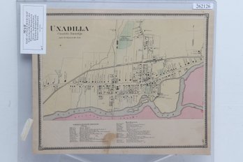 1868 Antique Beers Map Hand Colored Engraving Of Unadilla, Otsego County New York