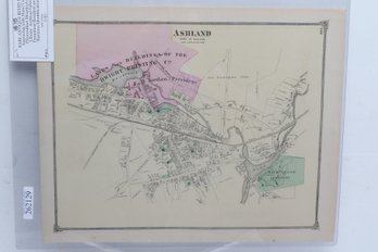 1875 Beers Map Of Ashland Massachusetts W/Land & Building Detail - From County Atlas Of Middlesex Mass