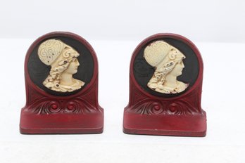 Antique Neoclassical Minerva Cast Iron Bookends