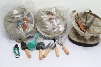 Three New Scuddles 9pc Collapsible Gardening Set W/ Tools And Bag