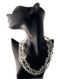 Clear Cut Rock Crystal Long Strand Beaded Necklace, C. 1960s-1970s