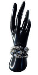 Lot Of  YURMAN STYLE Silver-Tone Bypass Cuff Bracelets With Blue Chalcedony & Brilliant Accents, C. 1980s-19