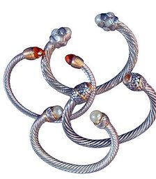 Four Yurman-Style Cable Cuff Bracelets With Faux Pearl And  Cabochon Accents, C1990s