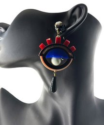 GISSA BICALHO Signed Brazilian Couture Modernist DESIGNER Dangle Earrings