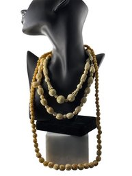Three-Piece Collection Of Hand-Carved Bone. Bead Necklaces, C. 1960s