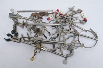 Lot Of Assorted Metal Laboratory Stands, Clamps And Supports