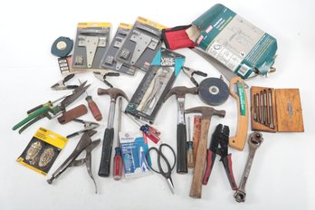 Assorted Garage/Tool Lot: Hand Tools, New Hinges & More