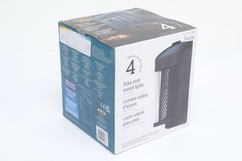 Set Of 4 Black Solar Post Accent Lights