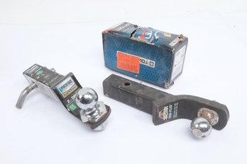 Pair Of Trailer Hitch Ball Mounts And Coupling Lock