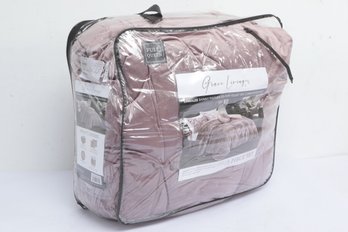 Cozy Tyme Emmalee Shinny Pintuck Velour Velvet 5 Piece Full/Queen Comforter Set