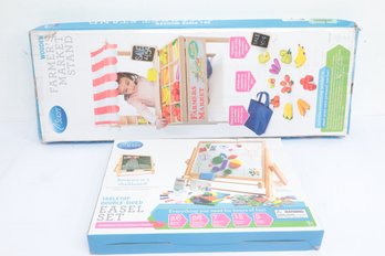 Pair Of Svan Playsets Farmers Market Stand And Tabletop Double Sided Easel