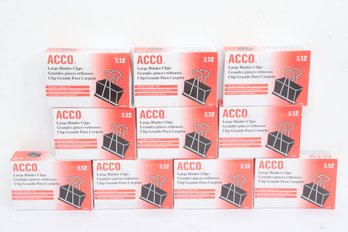 10 New Boxes Acco Large Binder 2' Clips