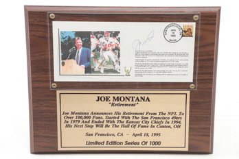 Joe Montana Autographed First Day Cover Cache  With Cert From  Stacks Of Plaques