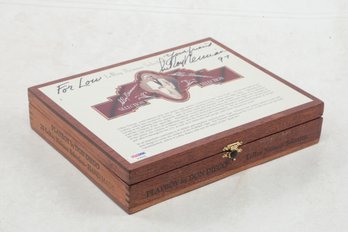 LeRoy Neiman Autographed Cigar Box With Photo And   PSA/DNA Cert