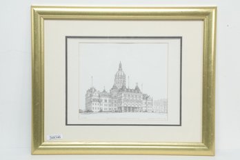 Numbered Limited Edition Pencil Signed Print 'The Capitol - Hartford, Connecticut' 12/2900 Robert C LEDoux