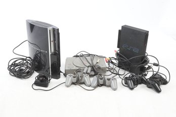 Lot Of Play Station 1/2/3 Video Game Consoles