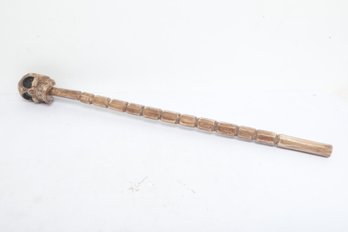 Carved Skull Topped Wooden Staff