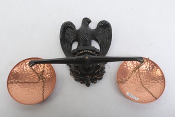 Decorative Black Eagle Wall Hanging Scale W/ Copper Pans