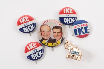 Grouping Of Vintage Political Pins: Nixon, Ike & Dick, Etc.