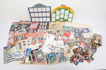 Vintage Sports Lot NY Yankees Mets Plus Don Mattingly Uncut Sheets Posters Autographs Soccer & Much More.