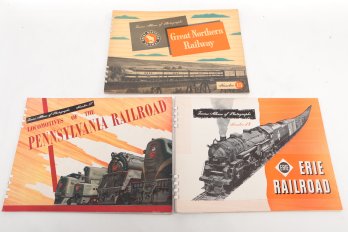 RAILROAD Trains Album Of Photographs  3 Nos. Erie, Great Northern, Pennsylvania RR, Comb Binding As Issued